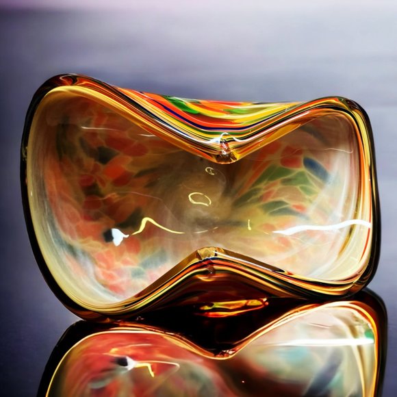 VTG Murano White Crystal Mélange Swirl Hand Made Art Glass Centerpiece Italy - Picture 7 of 11